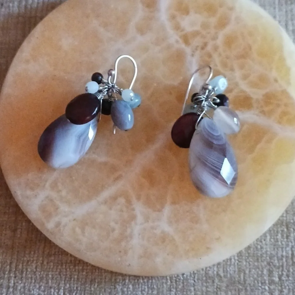 French Wire Faceted Stone Dangle Earrings